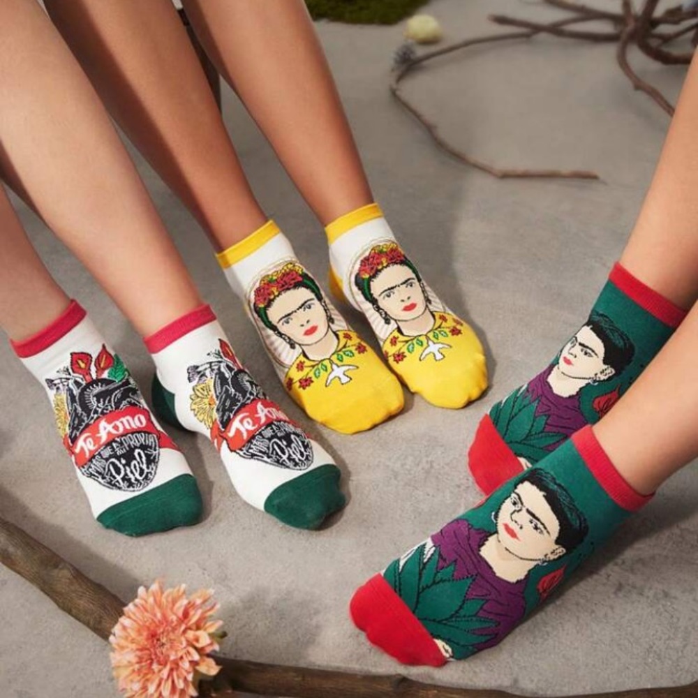 NEW 3 pair Frida Kahlo graphic ankle socks